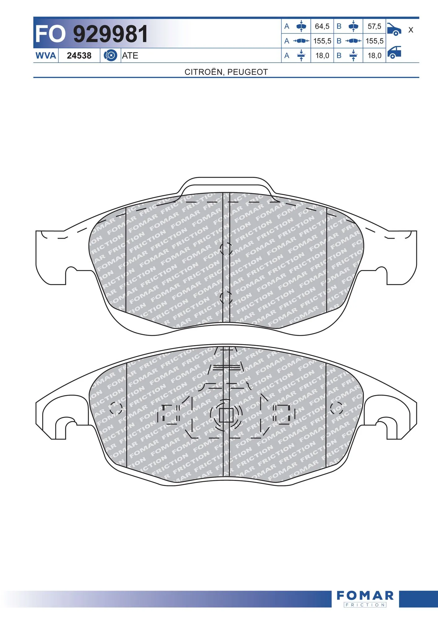 FOMAR Friction fékbetétkészlet, tárcsafék - FO 929981 - TothCarparts