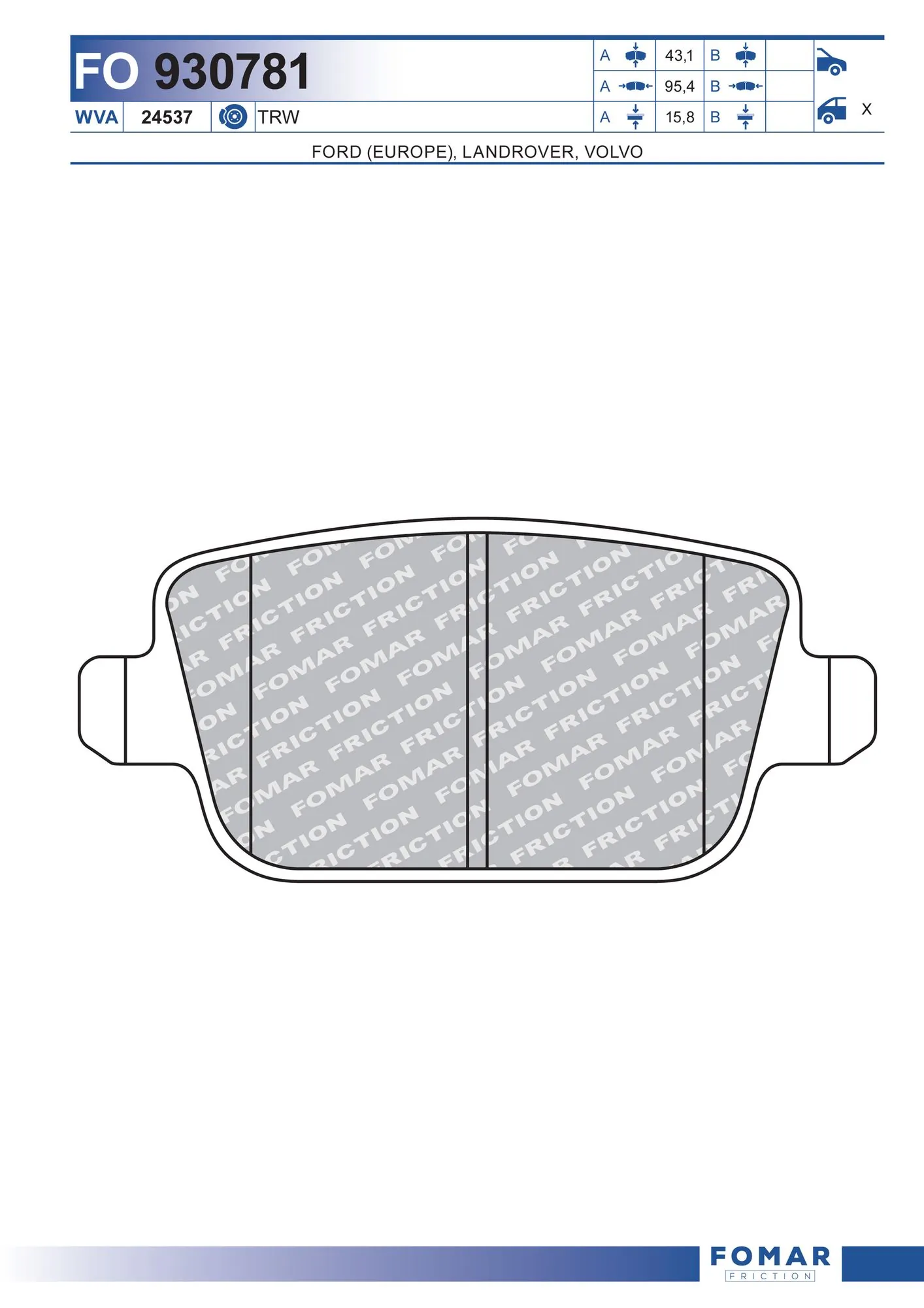 FOMAR Friction fékbetétkészlet, tárcsafék - FO 930781 - TothCarparts