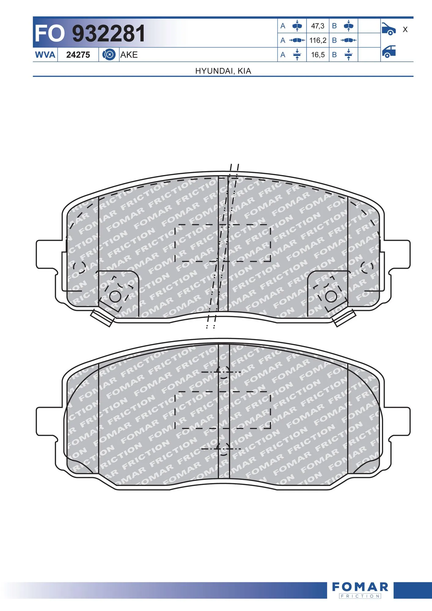 FOMAR Friction fékbetétkészlet, tárcsafék - FO 932281 - TothCarparts