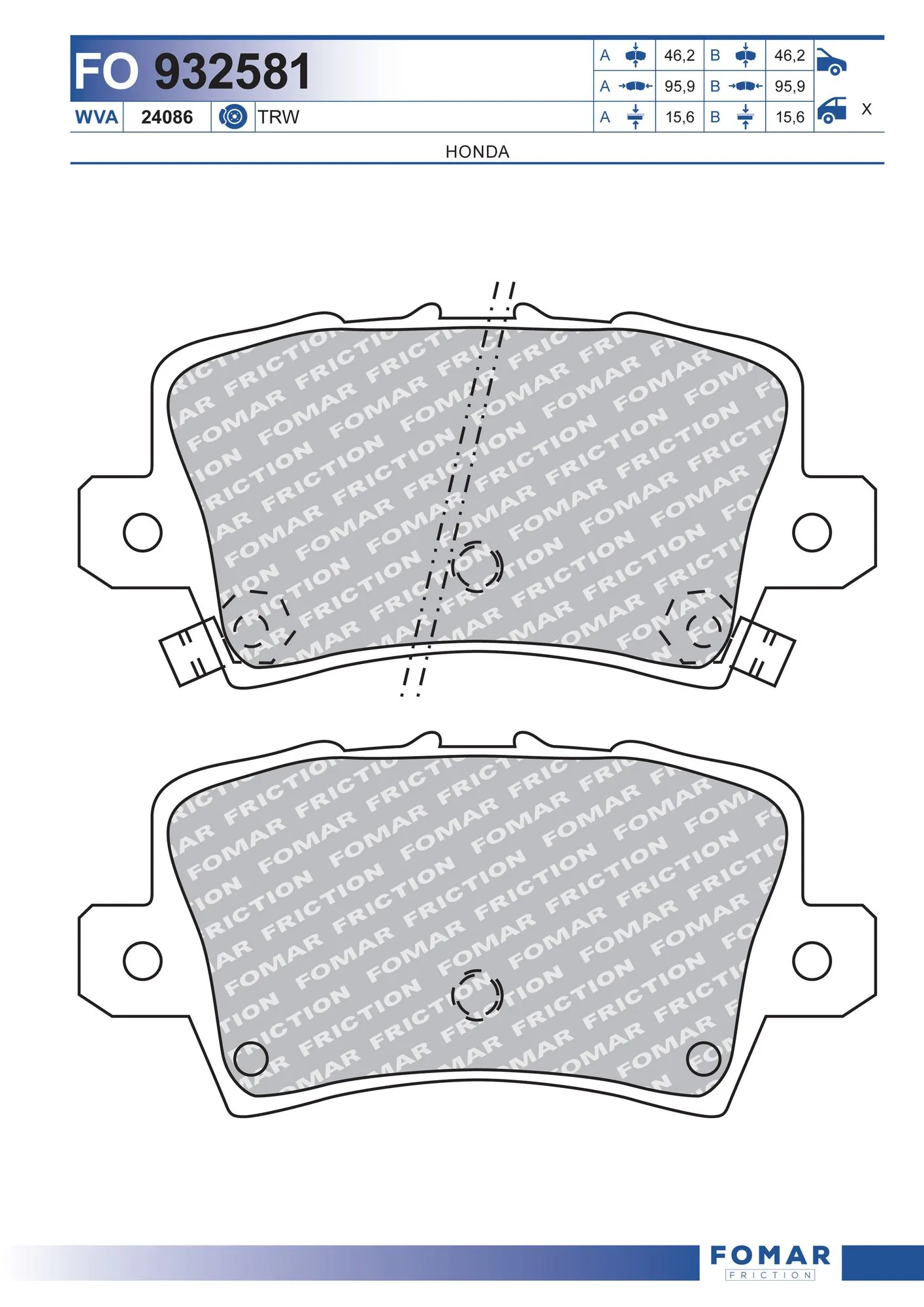 FOMAR Friction fékbetétkészlet, tárcsafék - FO 932581 - TothCarparts