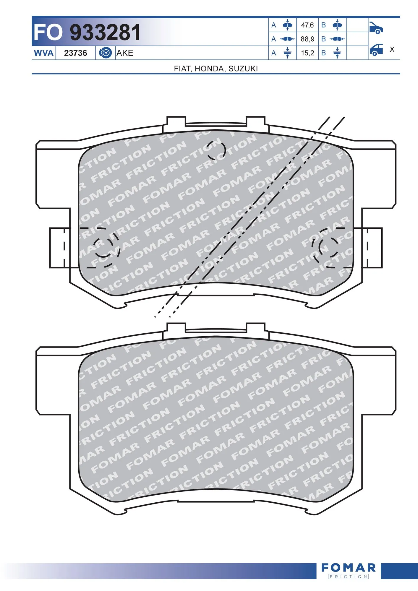 FOMAR Friction fékbetétkészlet, tárcsafék - FO 933281 - TothCarparts