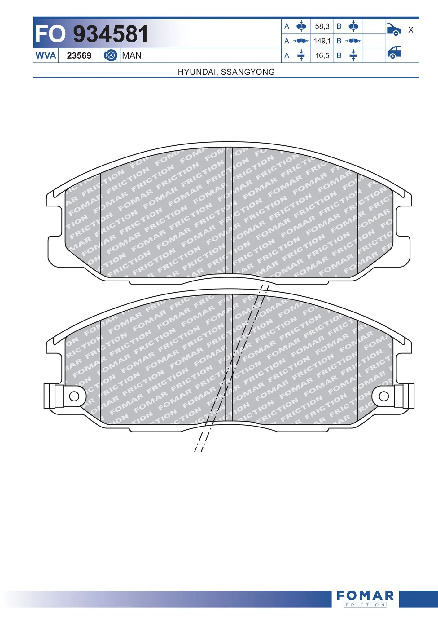 FOMAR Friction fékbetétkészlet, tárcsafék - FO 934581 - TothCarparts