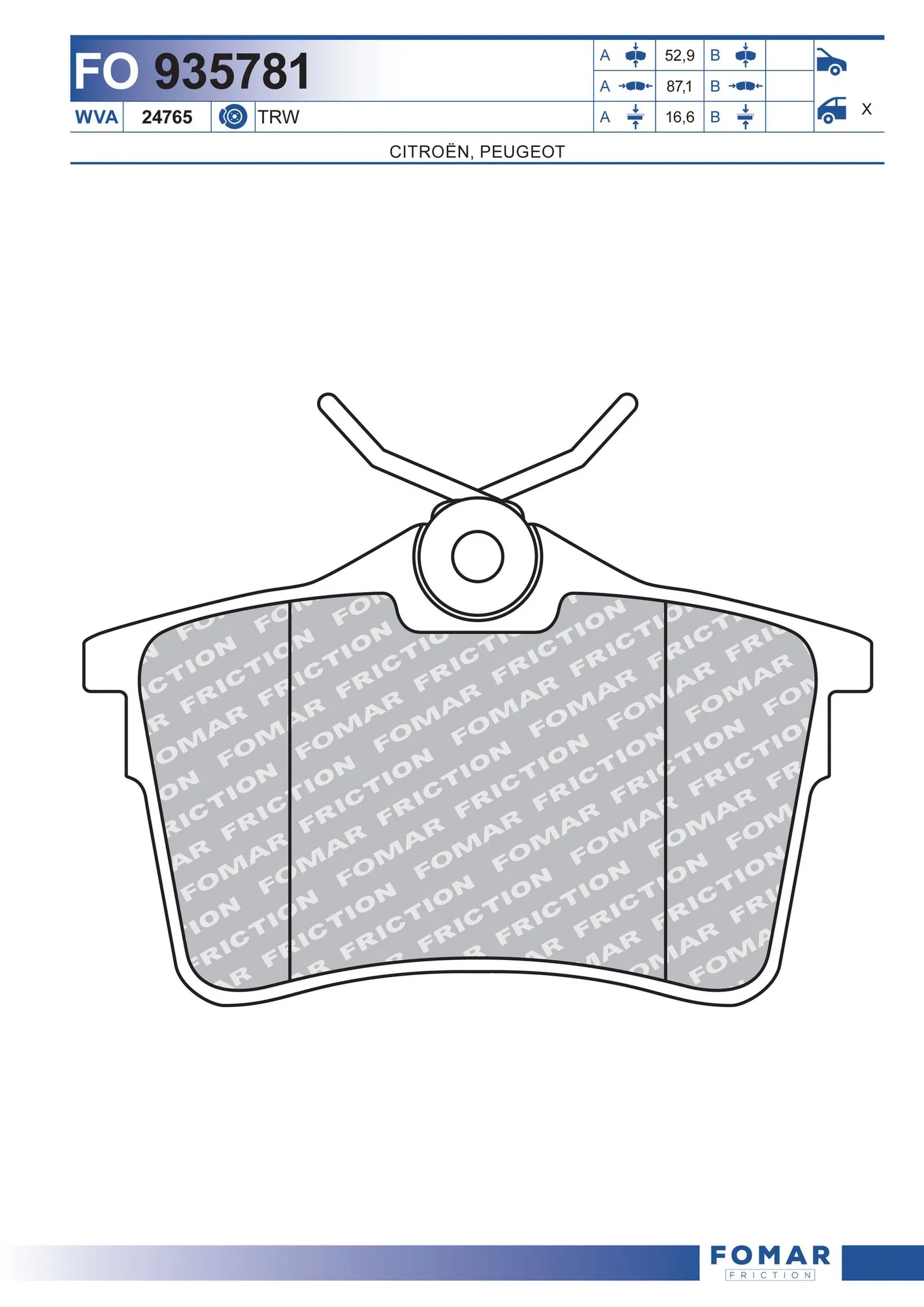 FOMAR Friction fékbetétkészlet, tárcsafék - FO 935781 - TothCarparts
