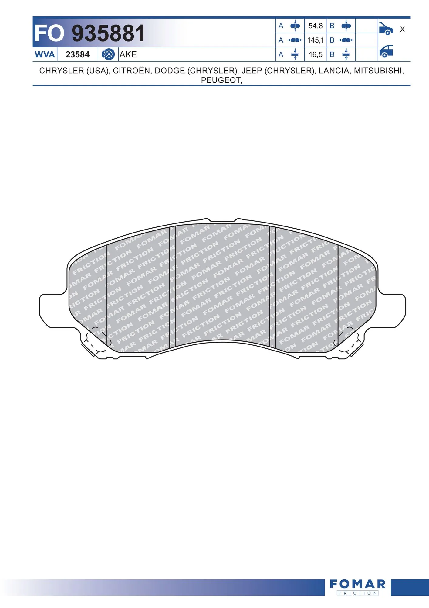 FOMAR Friction fékbetétkészlet, tárcsafék - FO 935881 - TothCarparts