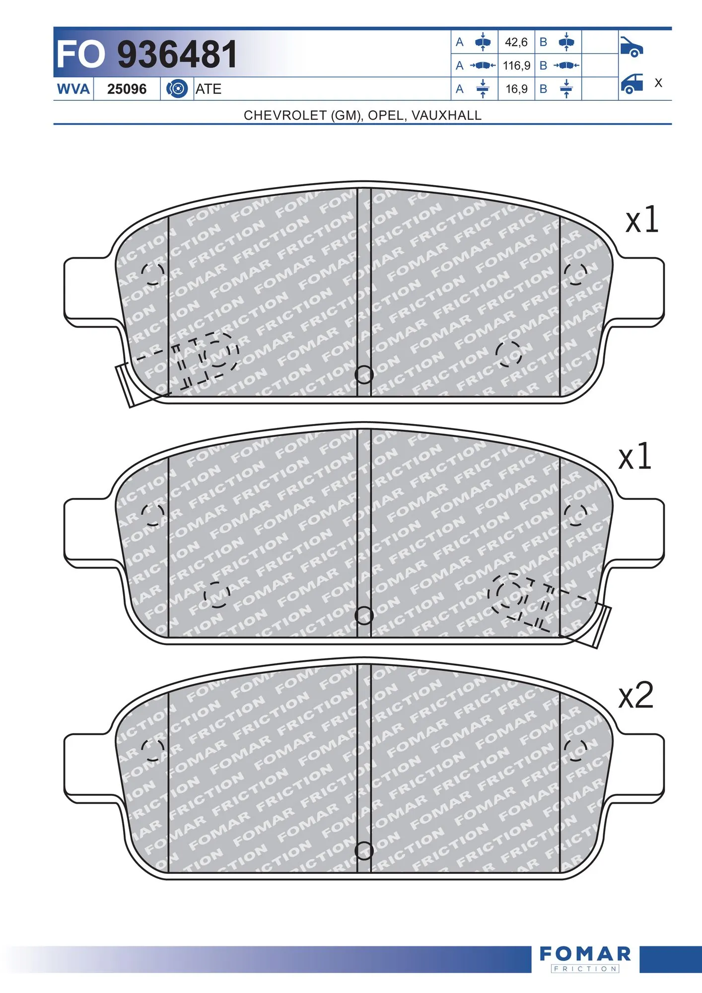 FOMAR Friction fékbetétkészlet, tárcsafék - FO 936481 - TothCarparts