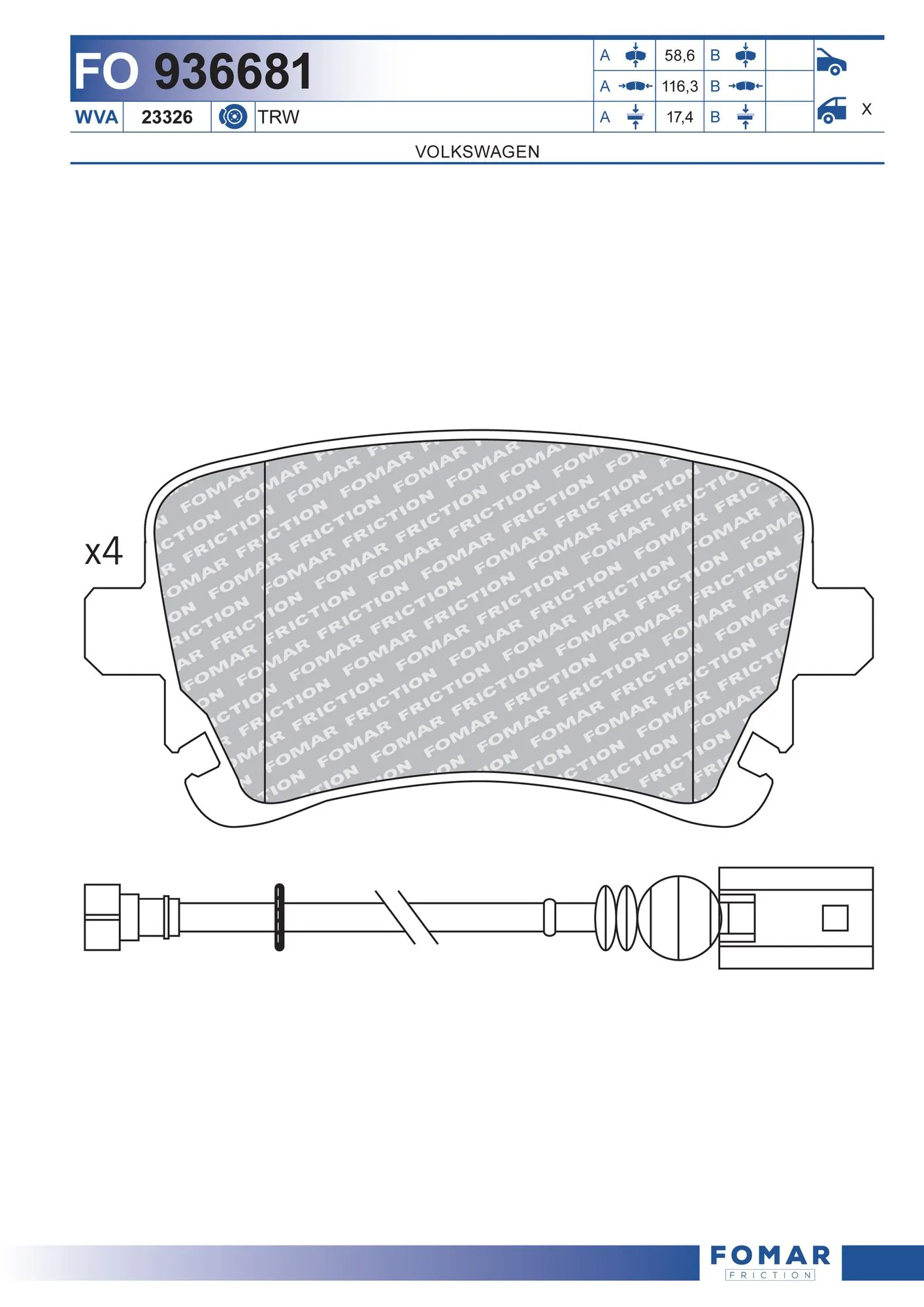 FOMAR Friction fékbetétkészlet, tárcsafék - FO 936681 - TothCarparts