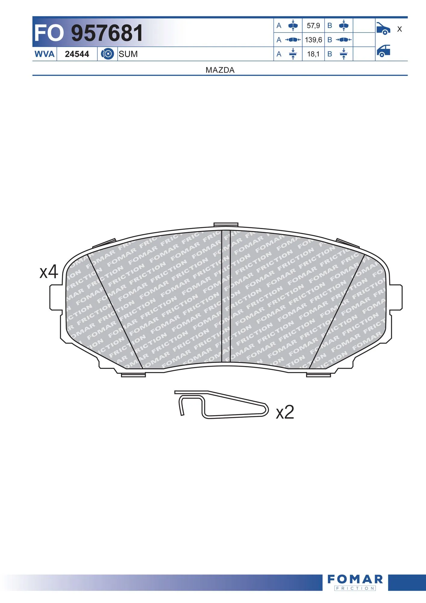 FOMAR Friction fékbetétkészlet, tárcsafék - FO 957681 - TothCarparts