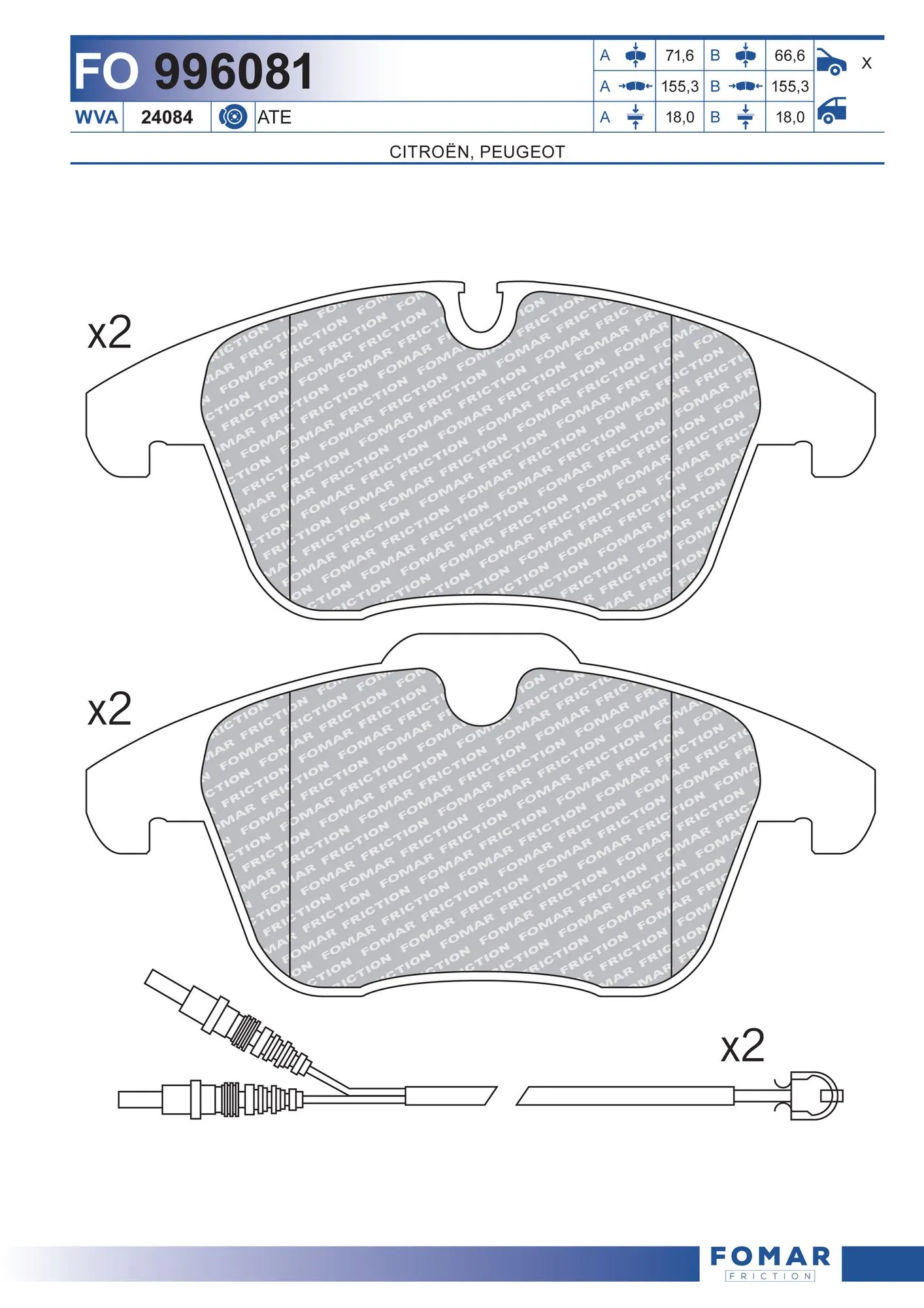 FOMAR Friction fékbetétkészlet, tárcsafék - FO 996081 - TothCarparts