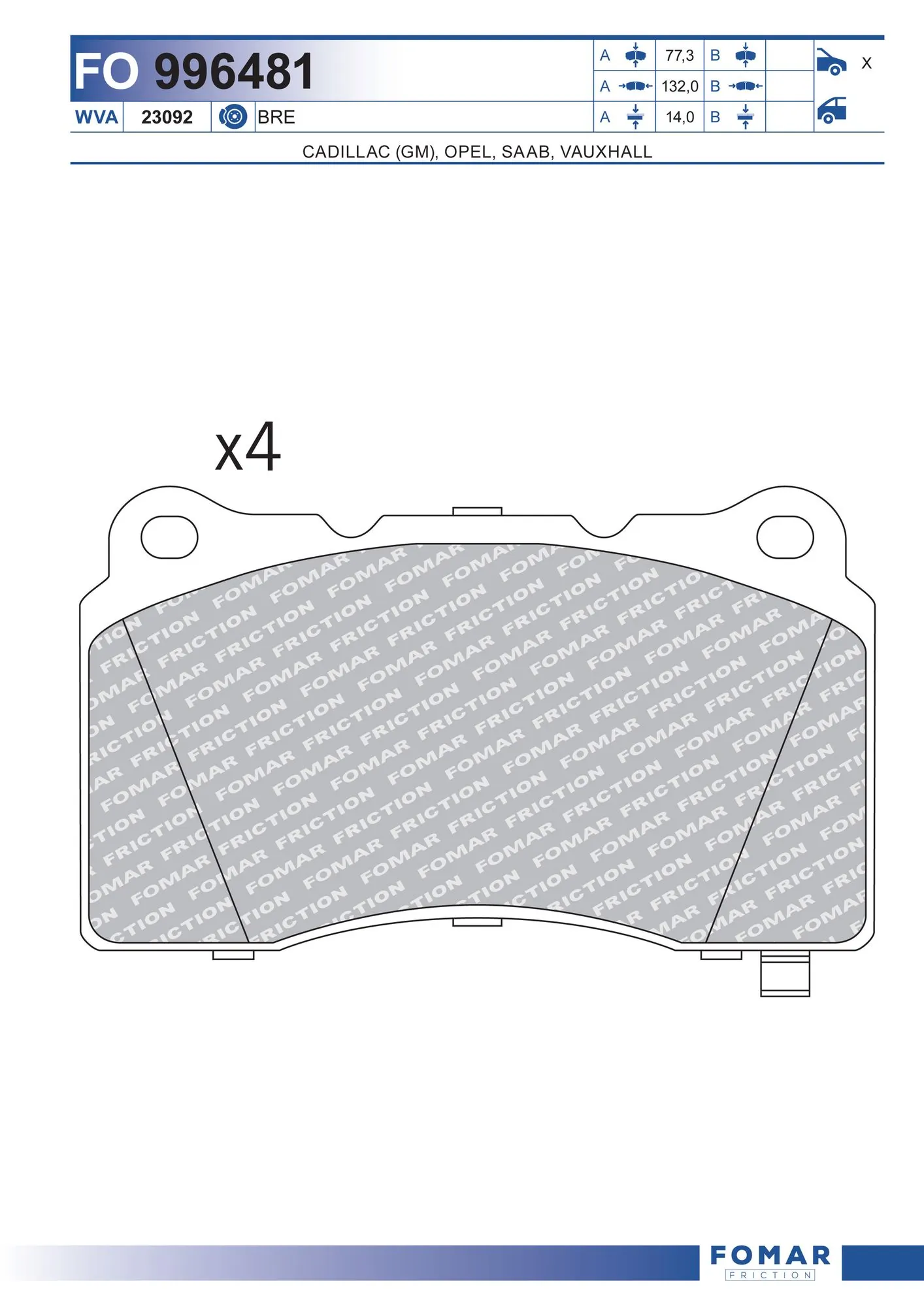FOMAR Friction fékbetétkészlet, tárcsafék - FO 996481 - TothCarparts