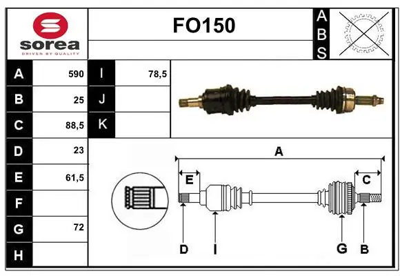 SERA hajtótengely - FO150 - TothCarparts