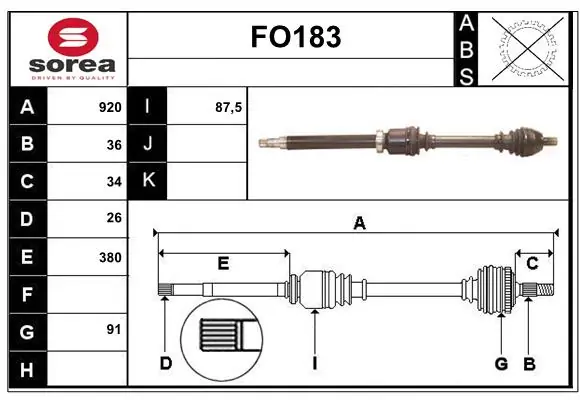 SERA hajtótengely - FO183 - TothCarparts