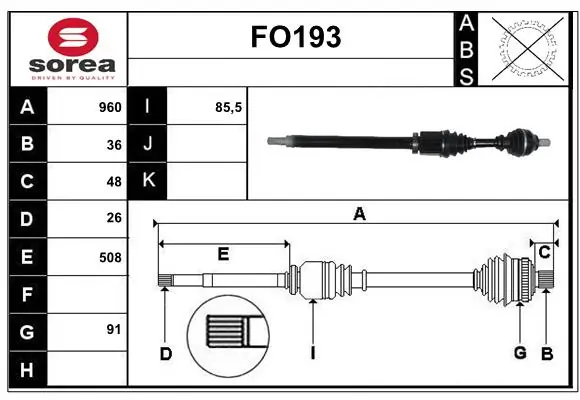 SERA hajtótengely - FO193 - TothCarparts