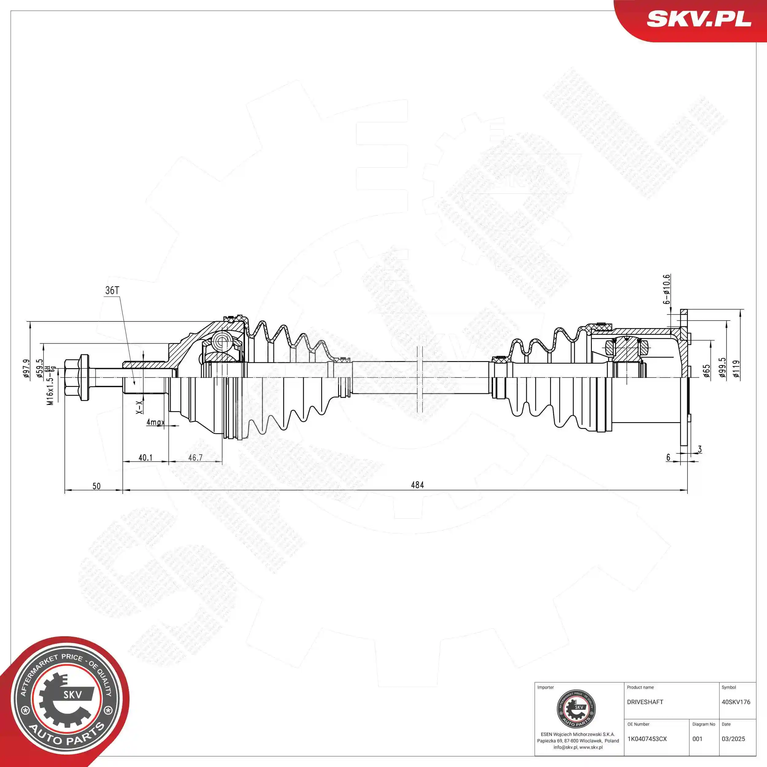 ESEN SKV hajtótengely - 40SKV176 - TothCarparts