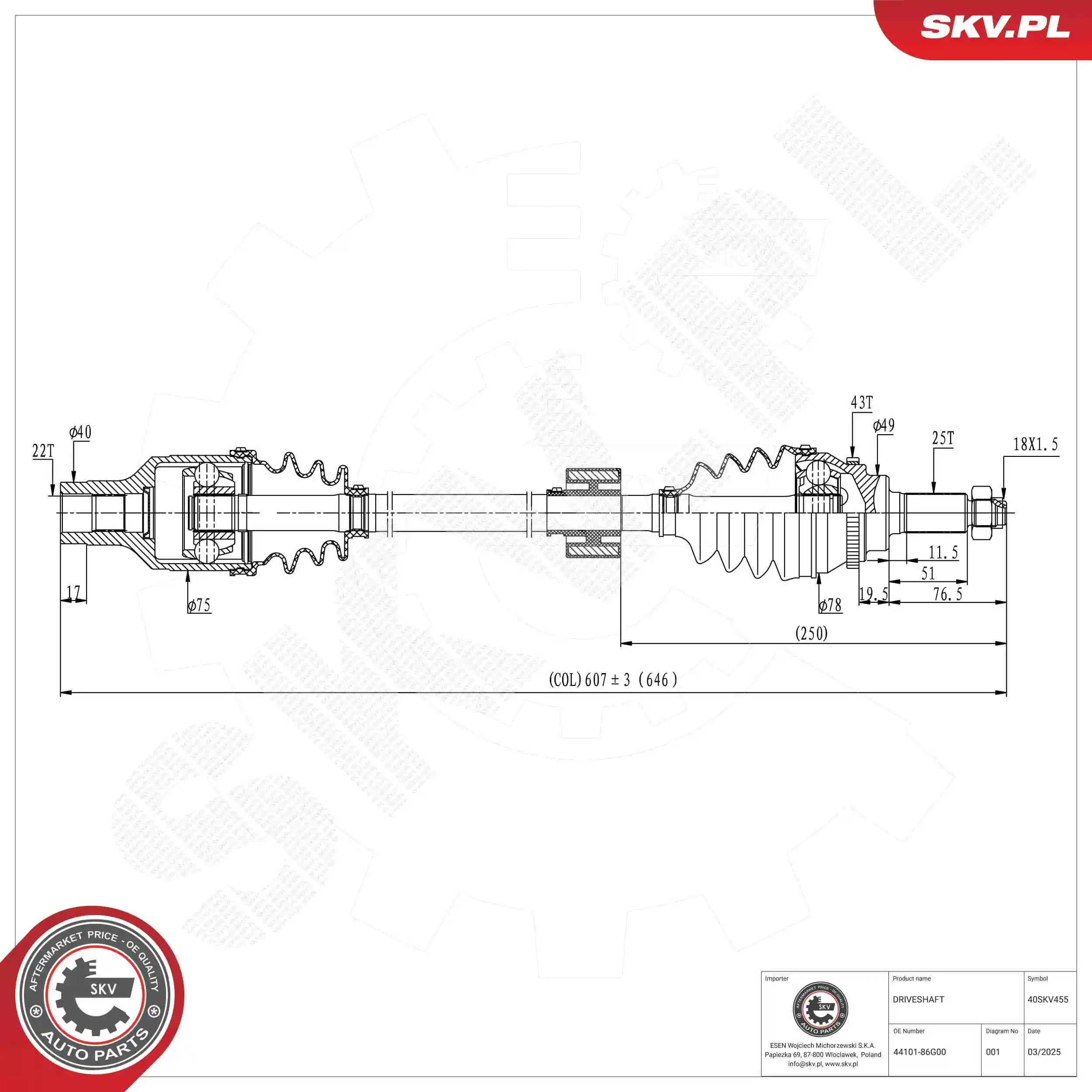 ESEN SKV hajtótengely - 40SKV455 - TothCarparts