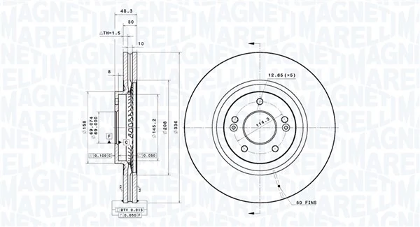 MAGNETI MARELLI féktárcsa - 360406221201 - TothCarparts