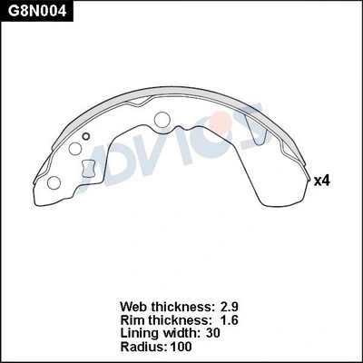 ADVICS fékpofakészlet - G8N004 - TothCarparts