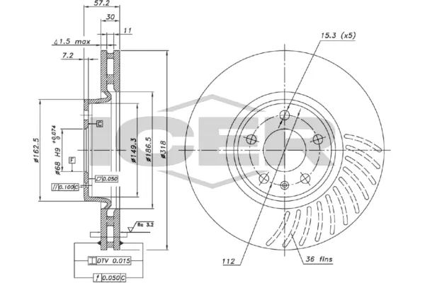 ICER féktárcsa - 78BD3625-1 - TothCarparts
