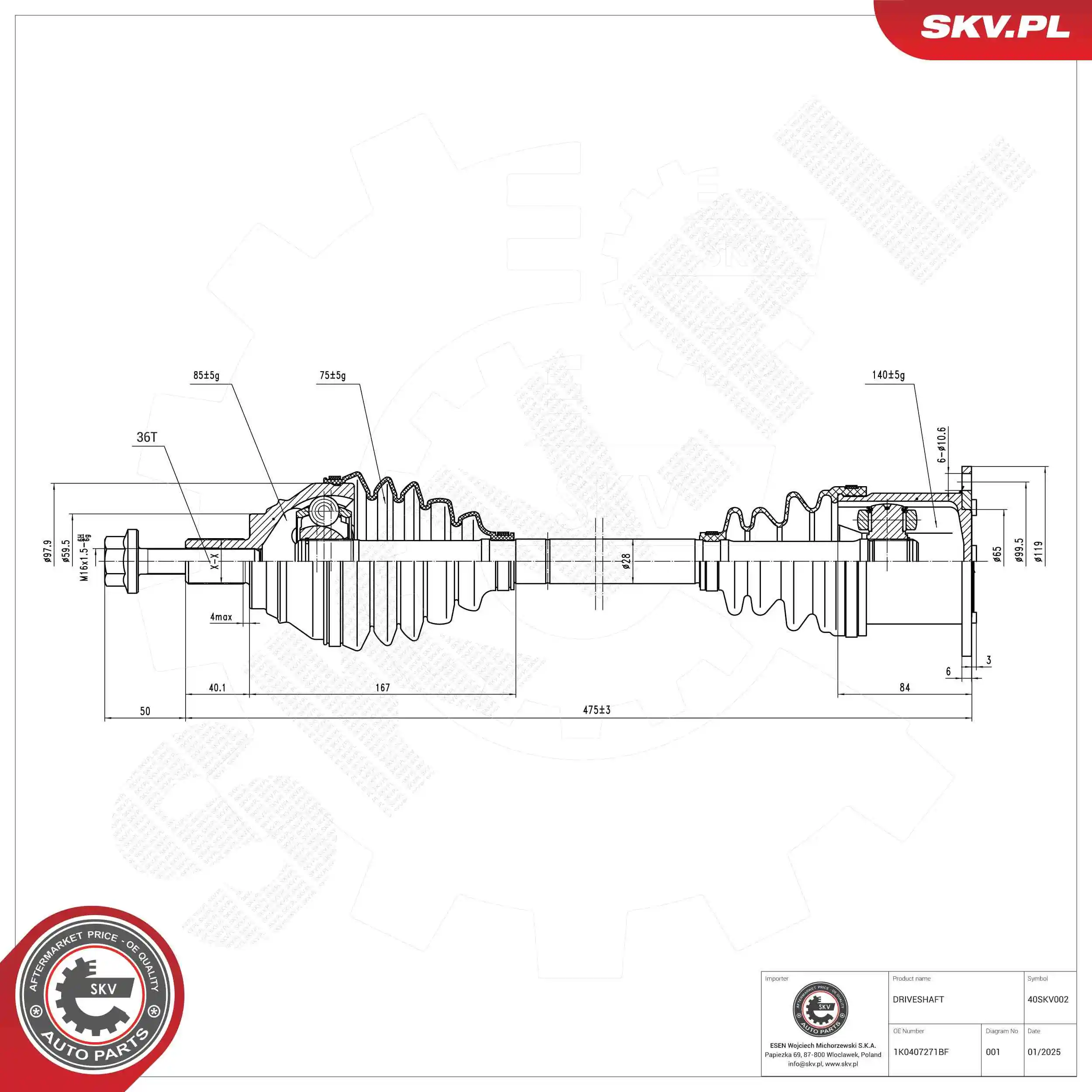 ESEN SKV hajtótengely - 40SKV002 - TothCarparts
