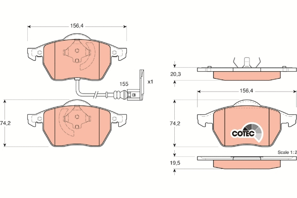 TRW fékbetétkészlet, tárcsafék - GDB1403 - TothCarparts