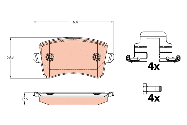 TRW fékbetétkészlet, tárcsafék - GDB2107 - TothCarparts