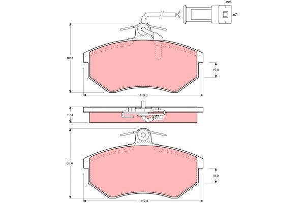 TRW fékbetétkészlet, tárcsafék - GDB404 - TothCarparts