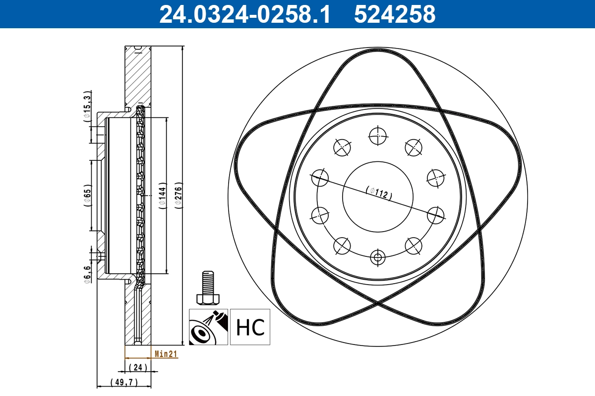 ATE féktárcsa - 24.0324-0258.1 - TothCarparts