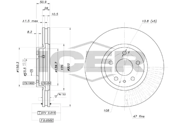 ICER féktárcsa - 78BD7338-2 - TothCarparts