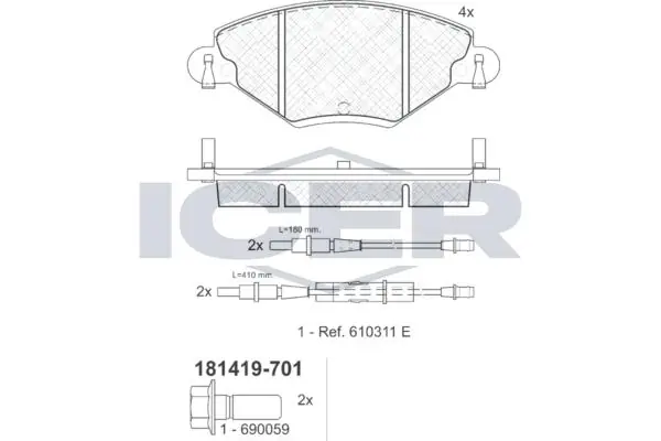 ANDEL fékbetétkészlet, tárcsafék - 181419-701 - TothCarparts