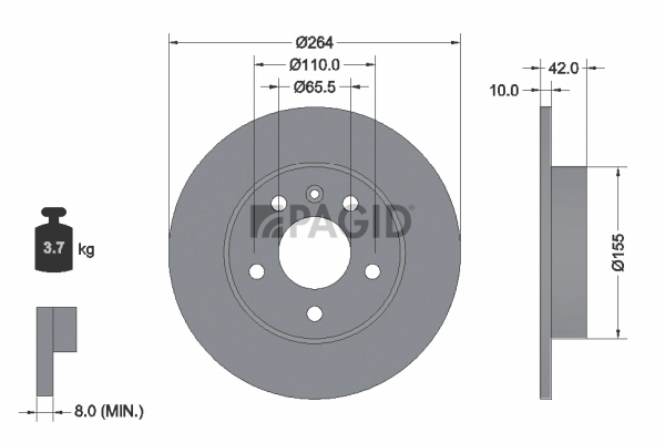PAGID féktárcsa - 52433NC - TothCarparts