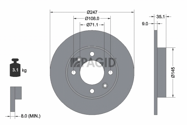 PAGID féktárcsa - 50366NC - TothCarparts
