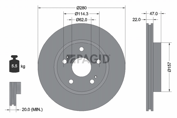 PAGID féktárcsa - 55221N - TothCarparts