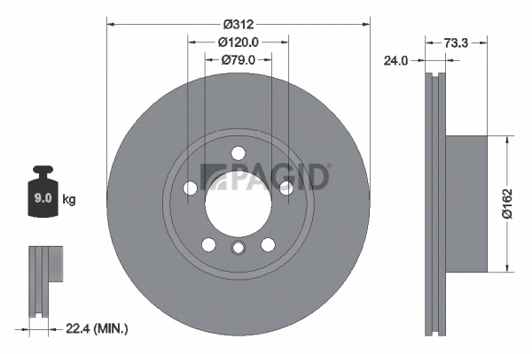 PAGID féktárcsa - 55618NHC - TothCarparts