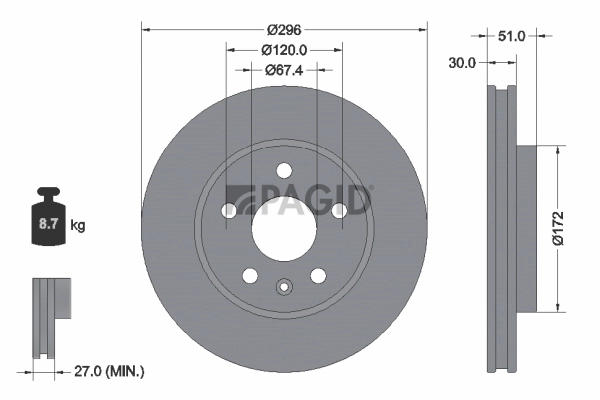PAGID féktárcsa - 54869NHC - TothCarparts