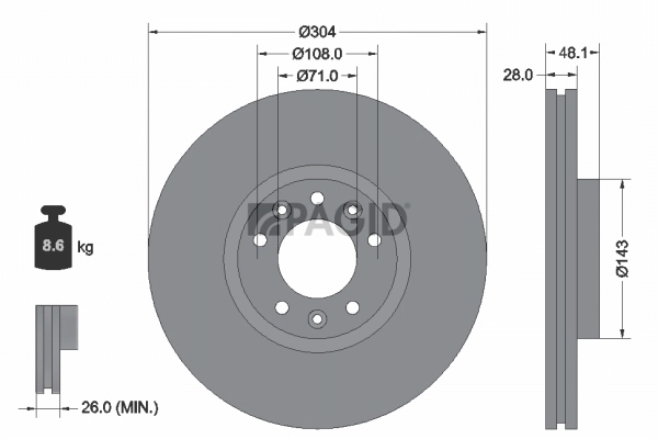 PAGID féktárcsa - 55323NC - TothCarparts