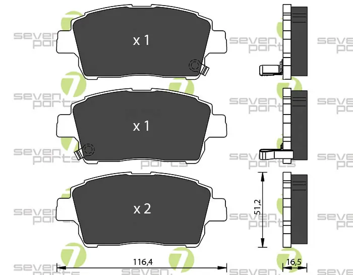 7 SEVEN PARTS fékbetétkészlet, tárcsafék - SVP21000 - TothCarparts