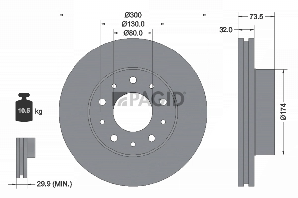 PAGID féktárcsa - 54573NC - TothCarparts