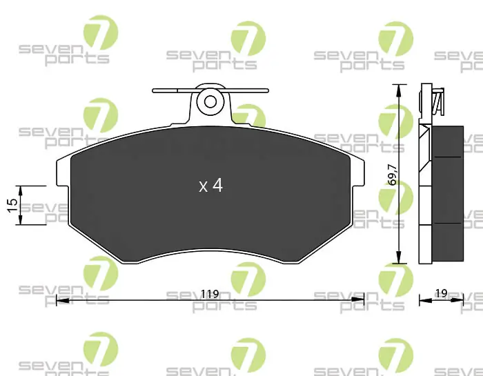 7 SEVEN PARTS fékbetétkészlet, tárcsafék - SVP15610 - TothCarparts
