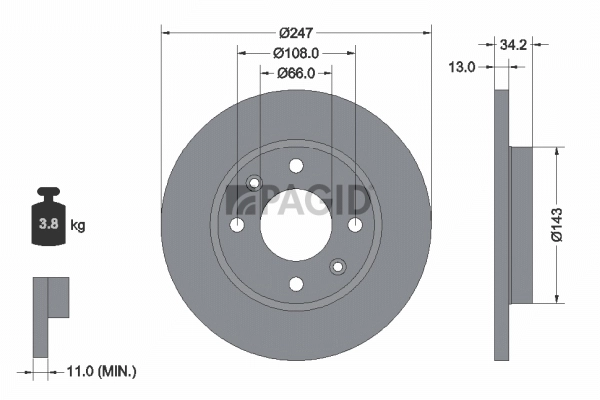 PAGID féktárcsa - 52516NC - TothCarparts