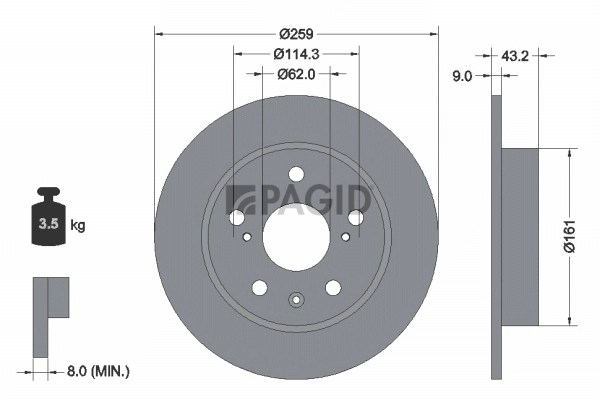 PAGID féktárcsa - 55684NC - TothCarparts
