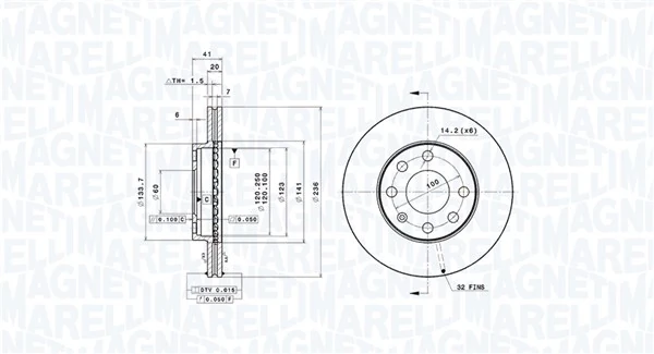 MAGNETI MARELLI féktárcsa - 360406198900 - TothCarparts