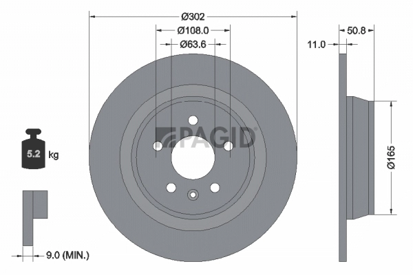 PAGID féktárcsa - 54593NC - TothCarparts