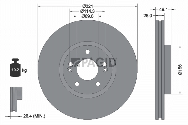PAGID féktárcsa - 54660NC - TothCarparts