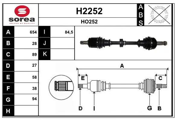 SNRA hajtótengely - H2252 - TothCarparts