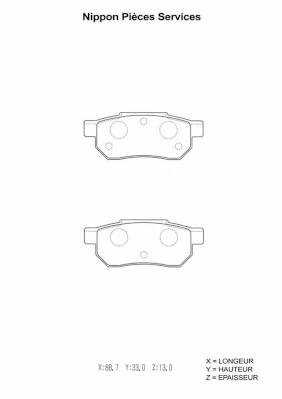NPS fékbetétkészlet, tárcsafék - H361A04 - TothCarparts