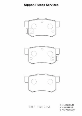 NPS fékbetétkészlet, tárcsafék - H361A05 - TothCarparts