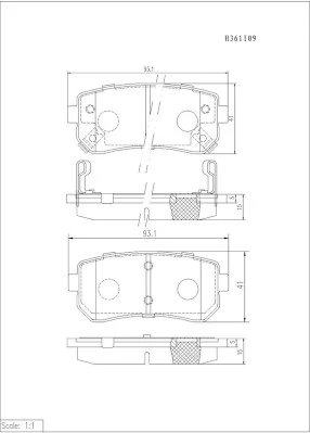 NPS fékbetétkészlet, tárcsafék - H361I09 - TothCarparts