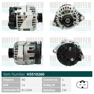 HOFFER generátor - H5510260 - TothCarparts
