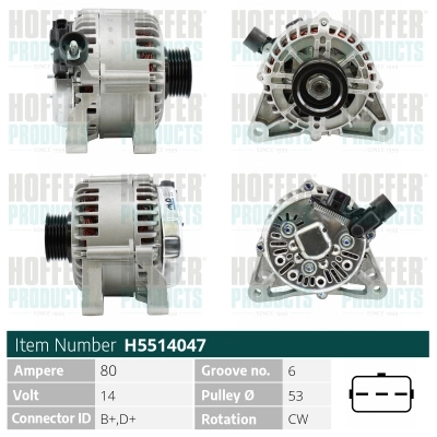 HOFFER generátor - H5514047 - TothCarparts