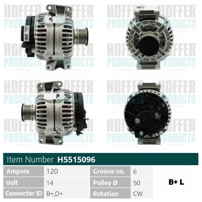 HOFFER generátor - H5515096 - TothCarparts