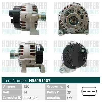 HOFFER generátor - H55151107 - TothCarparts